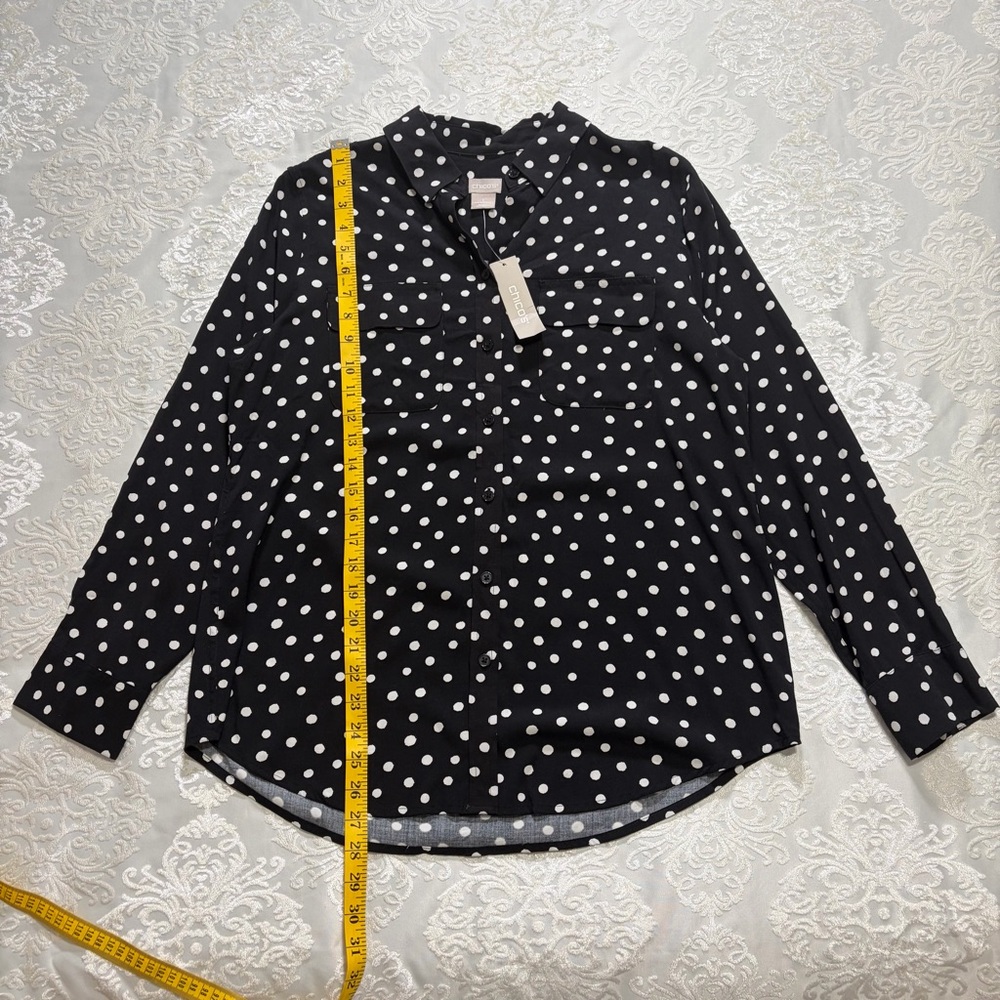 Chicos Easy Shirt Button Down Collared Shirt Blac… - image 6